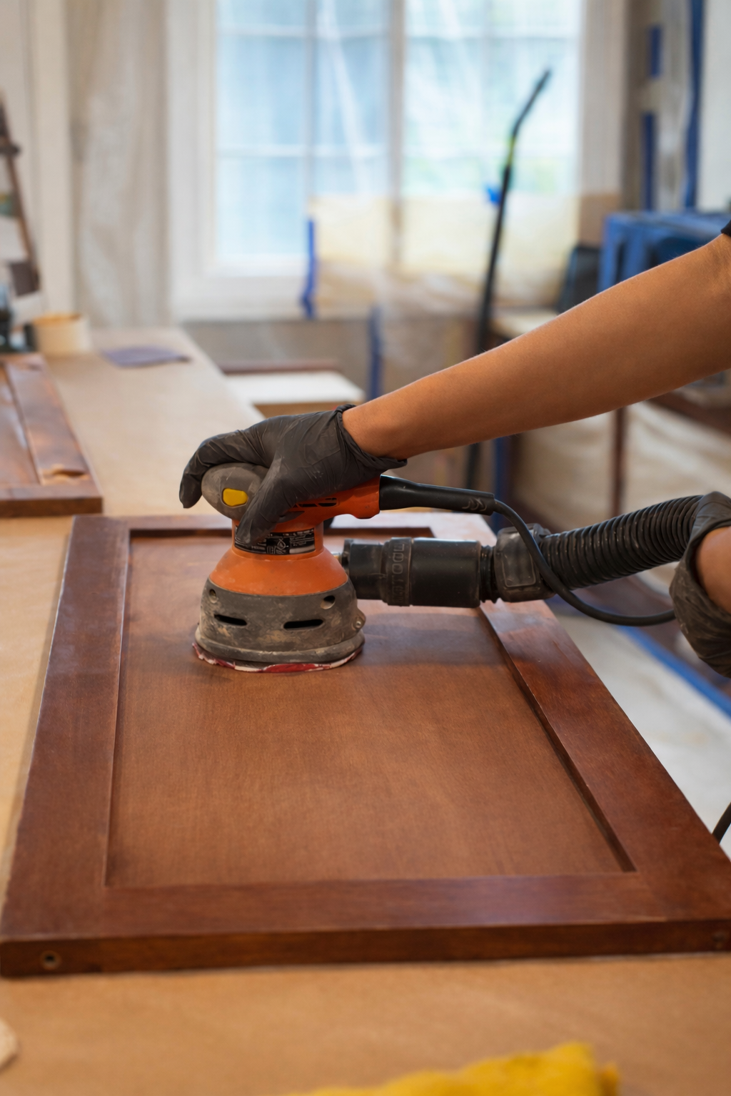 We prepare the wood for a flawless stain